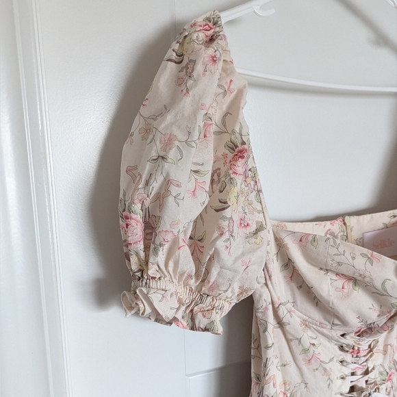 Selkie The Renaissance Gown 100% Cotton Pink Floral sz M - Sold By Anthropologie - Picture 5 of 11
